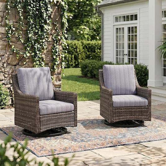 Wicker Patio Conversation Set, Outdoor Patio Furniture Set with Deep Seating, Wide Armrests & Thick Cushions, All-Weather Outdoor Furniture Set for Patio, Porch, Deck & Backyard