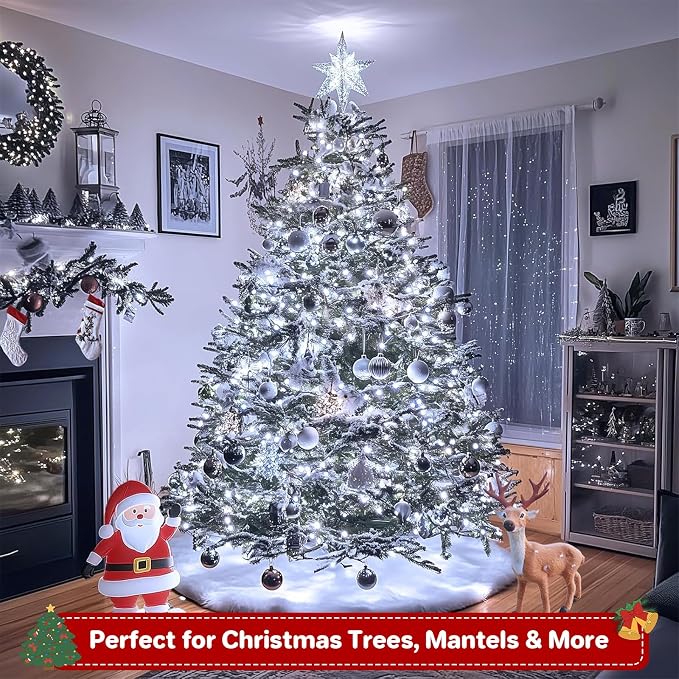 132FT 400 LED Christmas Lights with Timer, Twinkle Fairy Lights String with 8 Flashing Modes String Lights for Indoor Bedroom Outdoor Christmas Trees Garland Wreath Holiday Decorations, Cool White