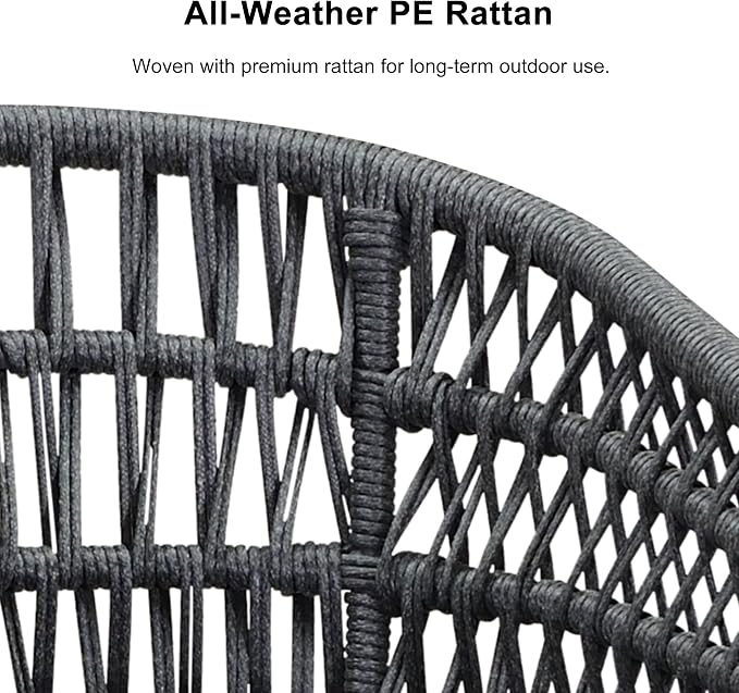 PURPLE LEAF Outdoor Dining Set All-Weather PE Rattan Outdoor Patio Dining Furniture Set with All Aluminum Frame Rectangular Table and 8 Chairs Set for Lawn Garden Backyard Deck, Grey