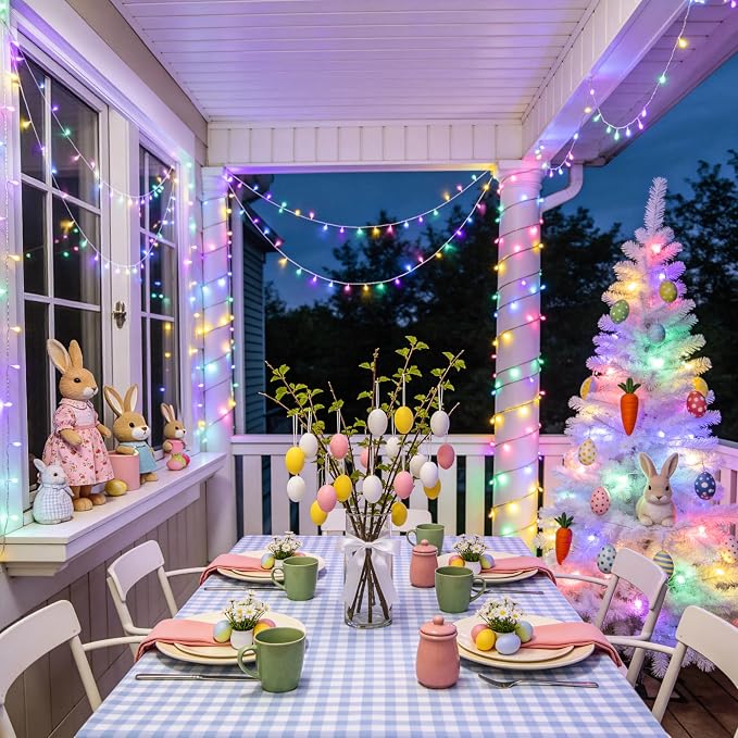 JMEXSUSS 168ft 600 LED Easter Lights Outdoor Indoor Clear Wire | Pastel String Lights with Remote, Multicolor Easter Christmas String Lights Plug in for Bedroom Tree Room Party Decorations