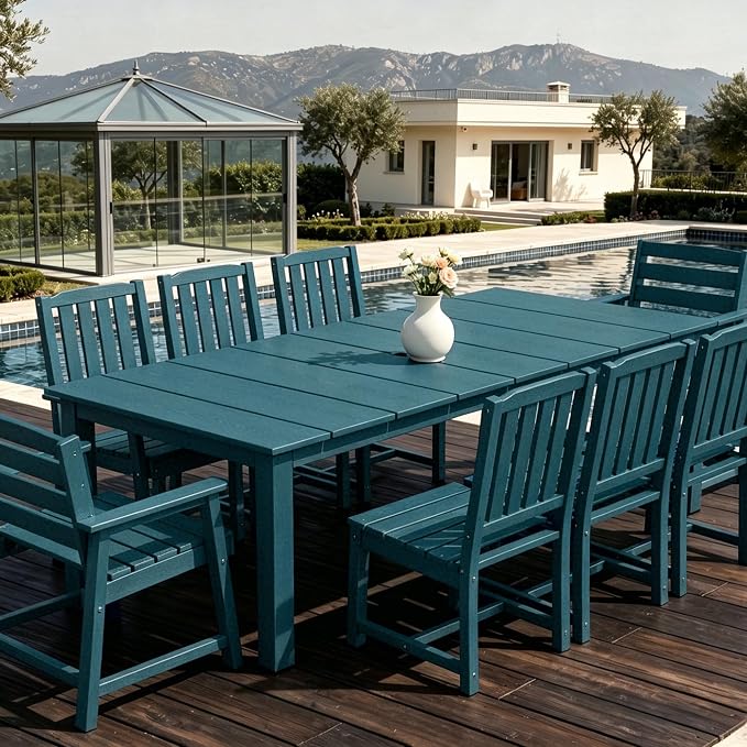 AreShark Patio Dining Chair Set of 2,All Weather HDPE Outdoor Dining Armchairs with Wide Seat and Backrest,Weatherproof Patio Chairs for Garden,Backyard,Deck,Navy Blue