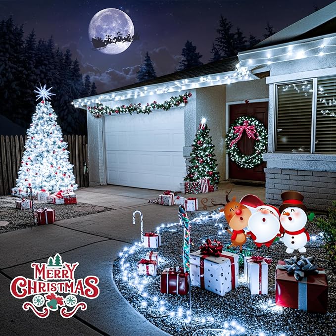 JMEXSUSS 150 LED Connectable White Christmas Lights Indoor for Bedroom | 59Ft White String Lights Plug in, 8 Modes Twinkle Fairy Lights for Classroom Dorm Room Party Christmas Tree Decor, Clear Wire