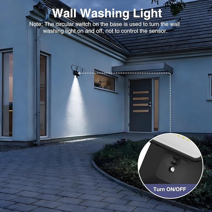 65W Flood Lights Outdoor Motion Sensor with Night Light, 6500K | 6500LM, Hardwired, IP65 Waterproof, Dusk to Dawn Photocell, Daylight for Garage, Yard, Outside, 3 Lighting Modes