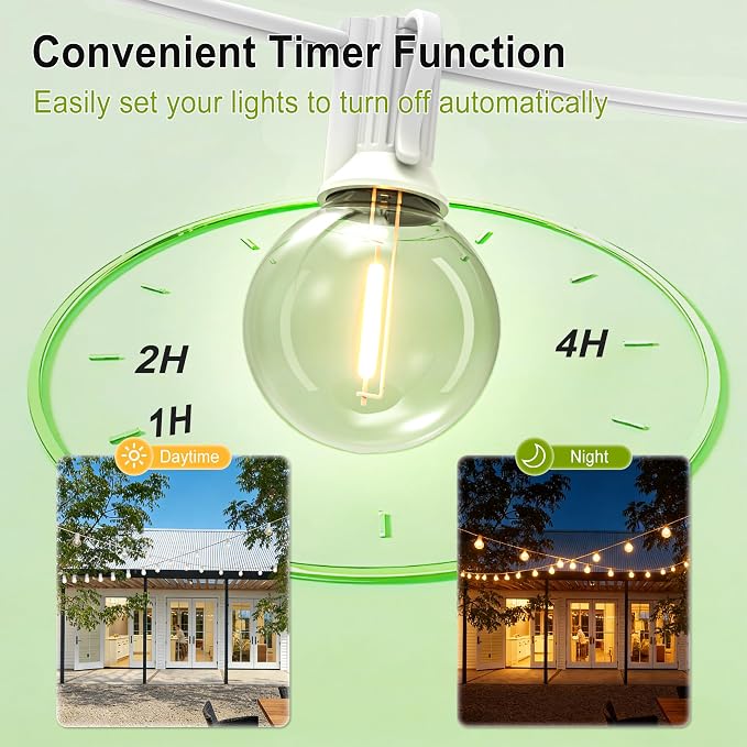 Outdoor String Lights White 75FT 75 Bulbs(1 FT Apart) with Remote for Patio | Waterproof Linkable Outside Lights with Remote Dimmer Timer &3 Lighting Modes for Backyard Bistro Garden Porch Wedding Deck