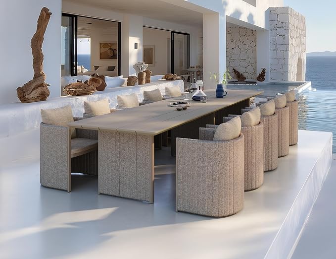 PURPLE LEAF 157-Inch Aluminum Patio Dining Set for Grand Party Hosts, 11-Piece Outdoor Dining Table and Chairs with Sun-Resistant Olefin Cushions for Backyard Dinner Parties and Poolside Hosting Beige