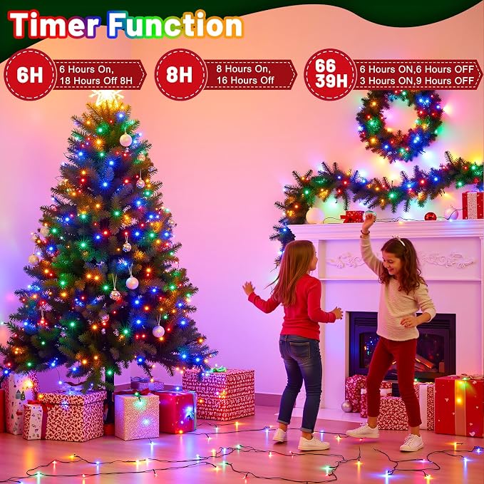 100FT 300 LED Color Changing Christmas Lights, Warm White & Multicolor | Christmas Tree Lights with Remote, Waterproof String Light for Outside Indoor Patio Yard Party Garden Holiday Decorations