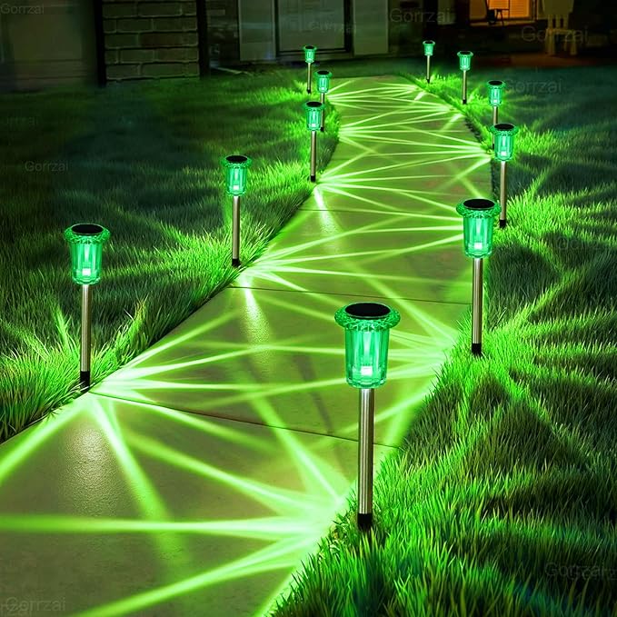 Halloween Solar Lights Outdoor 10 Pack LED Green Halloween Decor | Pathway Lights Waterproof Halloween Decorations Outdoor for Yard Garden Walkway Outside Driveway, Auto On/Off, Spike Pattern
