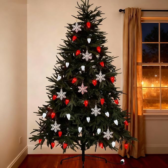C9 LED Christmas Lights Outdoor,33 Feet 50 LED 8 Lighting Modes Waterproof Connectable Christmas String Lights for Outside Roofline Patio Home Xmas Decorations (Red & White)