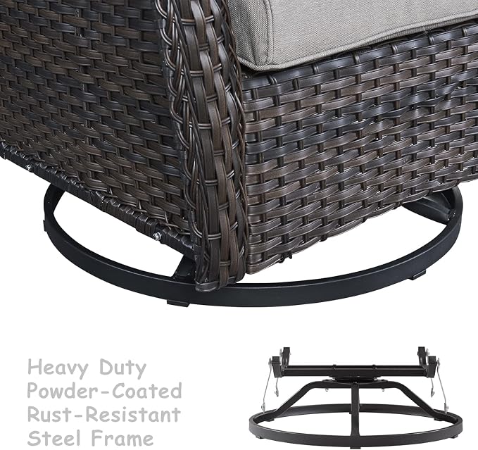 HUMMUH Outdoor Patio Furniture 7 Pieces Furniture Set Wicker Outdoor Sectional Couch with Patio Swivel Glider Chairs,Coffee Side Table,Ottomans for Patio