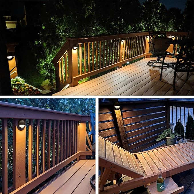 Low Voltage LED Deck Lights, Outdoor Post Railing Lighting, Landscape 12V Fence Step Fixture Lights, UL Listed, Brown 3000K, 6 Pack