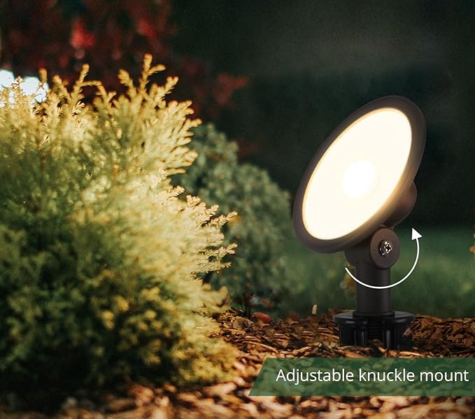 4-Pack Low Voltage LED Landscape Flood Light, 9-15V AC/DC Outdoor Wall Wash Lighting, 5W 450LM Waterproof Landscape Spotlight with Slot Spike, 3000K, Adjustable Knuckle Mount, Die-cast Aluminum