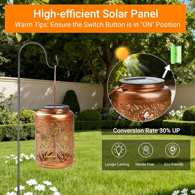 2 Pack Waterproof Butterfly Solar Lantern Outdoor Hanging Garden Light | Colorful LED metal Butterfly lantern; durable, waterproof outdoor decor perfect for patio, yard, or as a gift for women