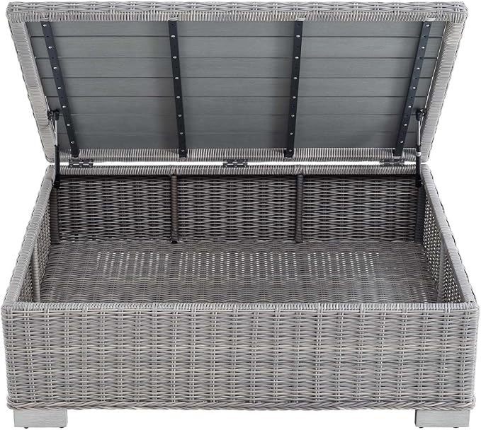 Modway EEI-3982-LGR Conway Outdoor Patio Wicker Rattan Coffee Table, Light Gray, 15" x 45" x 31"