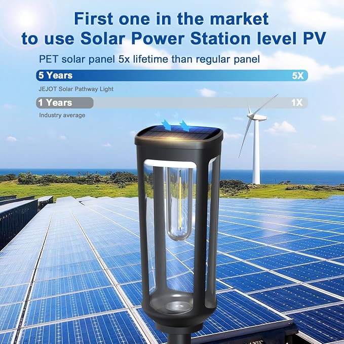JEJOT Solar Pathway Lights Outdoor Waterproof, 6 Pack Solar Walkway Lights | Solar Light outdoor for Lawn Yard Garden Patio Driveway Decor Landscape, Warm White