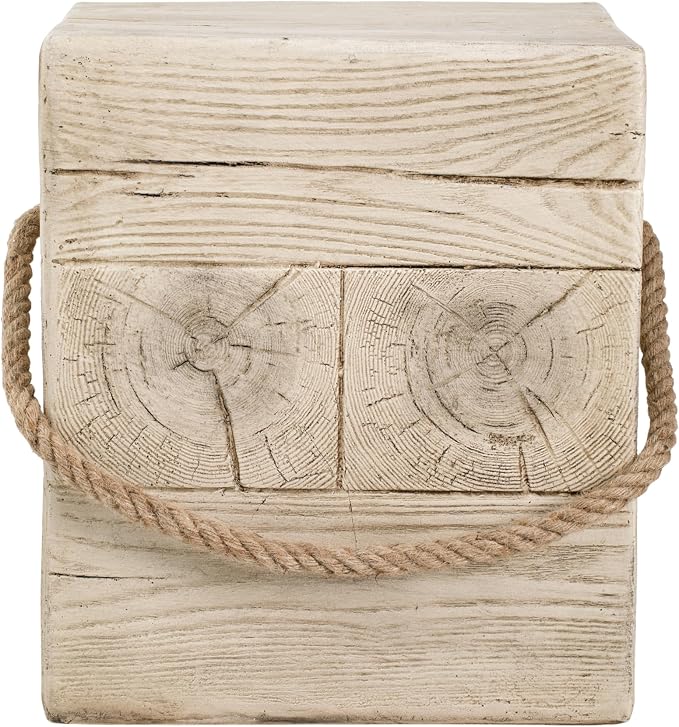 Stone Side Table,Round Faux Marble Side Table,Modern Small Stone End Table for Balcony (wood-28)
