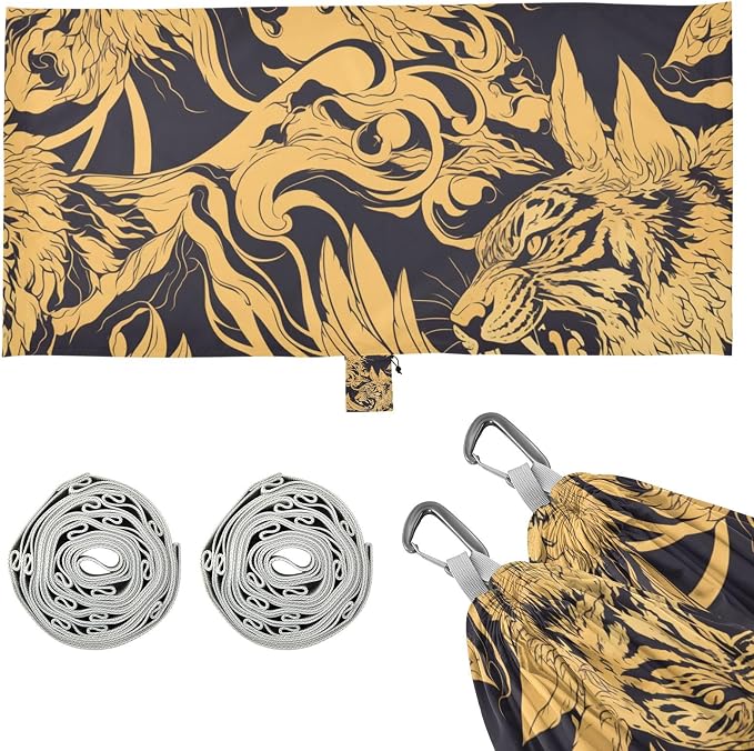 Golden Tigers Camping Hammock Fabric for Outside Patio Garden