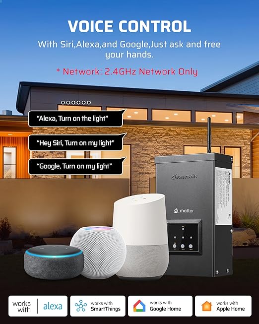 DEWENWILS 300W Matter Smart Low Voltage Transformer, 3 Independent Outputs | 120V AC to 12V/14V AC, Works with Apple Home, Alexa & Google Home, 2.4GHz Wi-Fi Only, Waterproof for Landscape Lighting