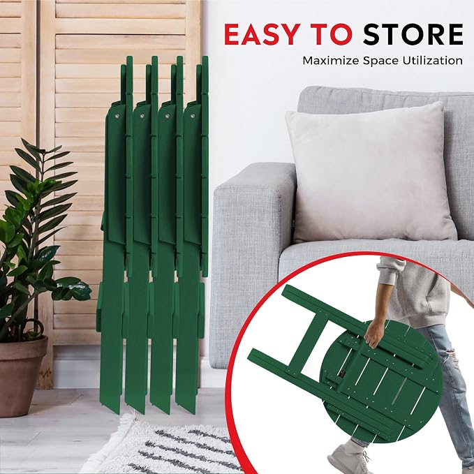 Costaelm Outdoor Bistro Table, Patio Round Portable Folding Bar Height Table Tall Balcony Pub Small High Top for Front Porch Deck, Backyard, Garden, Dark Green