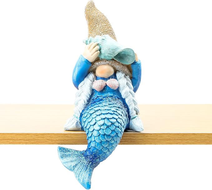 Mermaid Gnome Statue Garden Decor,Beach Gnomes Figurine for Outdoor Indoor | Garden Gnomes Outdoor Decor for Planter, Patio, or Yard ,7.8” Mermaid Gnomes Decor,Gnome Gifts Beach Decor for Home Bathroom