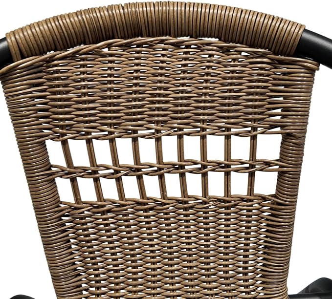 5 Piece Outdoor Dining Set, Stackable Brown Patio Rattan Chairs with Metal Table, All-Weather Wicker Patio Furniture Set for Backyard, Poolside, Garden, Bistro