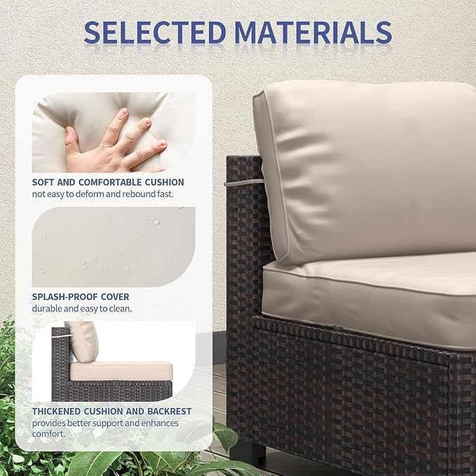 Garvee Patio Furniture Set, 7-Piece Outdoor Couches for Patio, Wicker Sectional Sofa with Coffee Table & Cushions