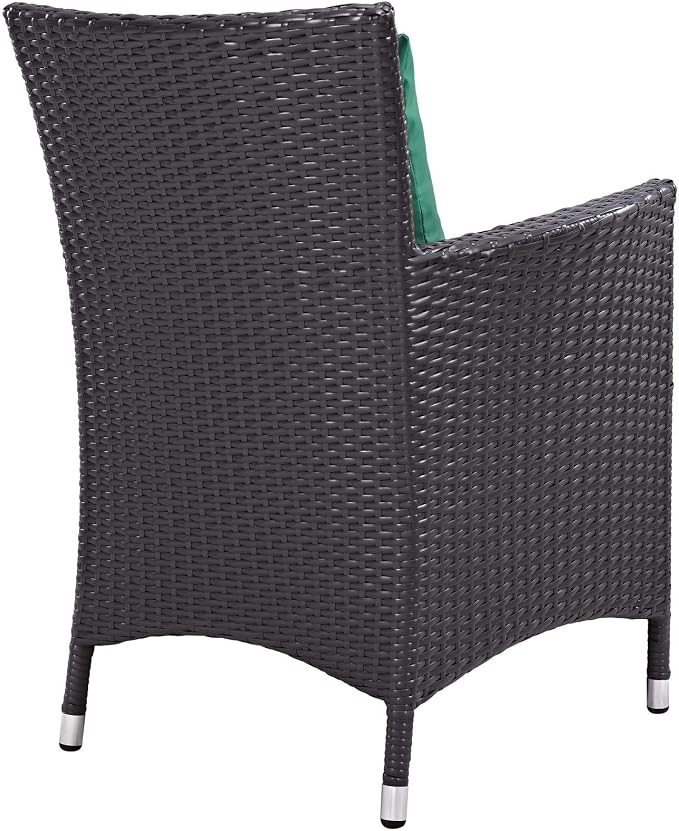 Modway Convene Wicker Rattan Outdoor Patio Dining Armchair with Cushion in Espresso Green