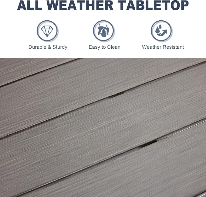 VICLLAX Patio Bar Height Table, Round Outdoor Bar Table with Umbrella Hole, 27.6" Grey