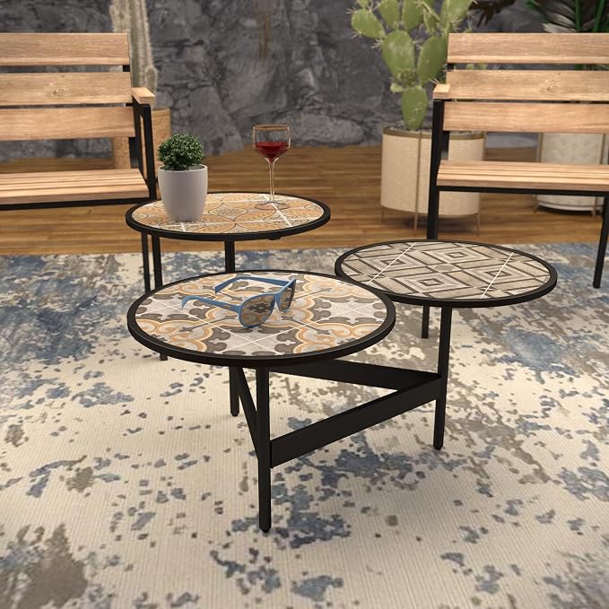 Generic Outdoor 3 Tier Cocktail Table, Black