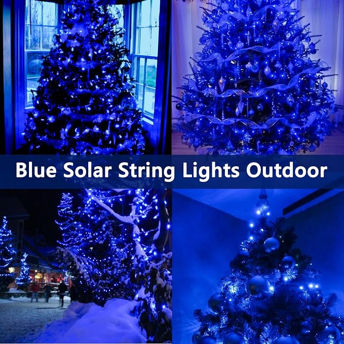 KAQ 2pack 500LED Solar String Lights Outdoor Waterproof Blue | Total 180FT Flexible Wire With Bright LEDs, 8 Twinkle Modes with Memory, Auto On/Off Easily Decorates Trees, Fences, Garden