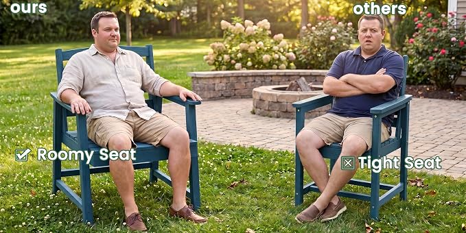 LOUNZY 5 Piece HDPE Patio Dining Set for 4, All Weather Furniture,Navy | 4 person HDPE outdoor table and chairs set, wood-look, 304 stainless steel hardware, strong and stable for daily patio