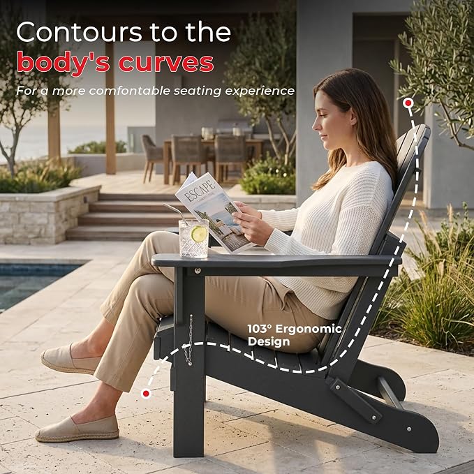 Costaelm Patio Conversation Set, 5 piece Balcony Furniture, Small Patio Firepit Furniture Outdoor Adirondack Square Coffee Table and Chair for Backyard Lawn Porch Pool Garden, Gray