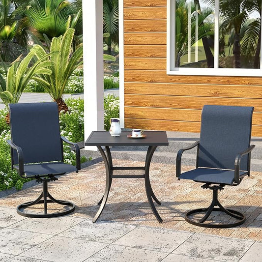 Outdoor Dining Set,27.5" Square Patio Table with 2pcs Swivel Chairs,Outdoor Furniture Set for Garden Backyard Lawn Poolside