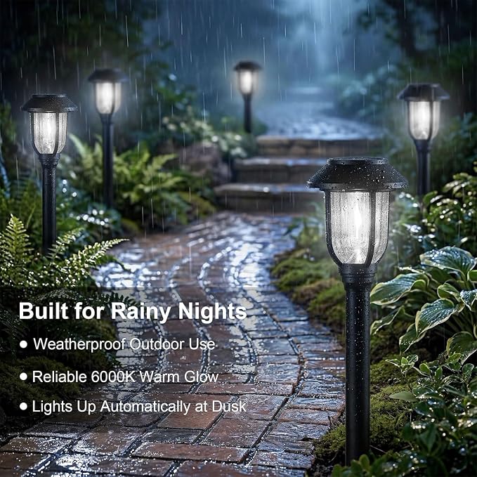 Solar Lights Outdoor 8 Pack, Cool White Solar Pathway Lights, Auto On/Off,Waterproof Solar Powered LED Landscape Lighting for Path Walkway Driveway Yard Garden Patio
