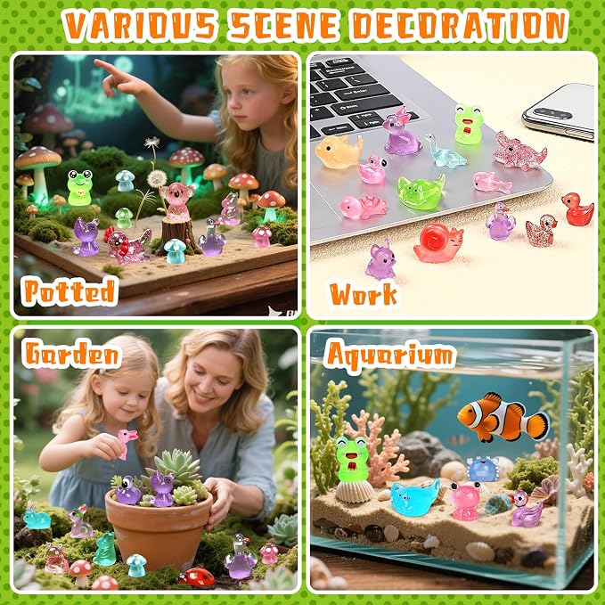 265pcs Mini Resin Animals Tiny Plastic Animals Variety Pack Little Small Resin Animal for Miniature Fairy Garden Decoration Micro Landscape Aquarium Potted and Dollhouse Décor