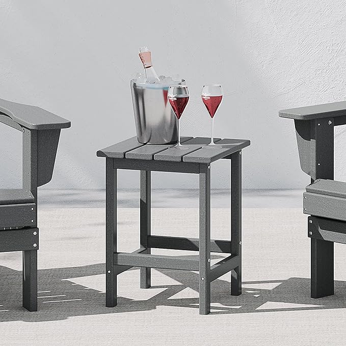 WestinTrends Malibu Square Outdoor Side Table for Adirondack Chair, Gray