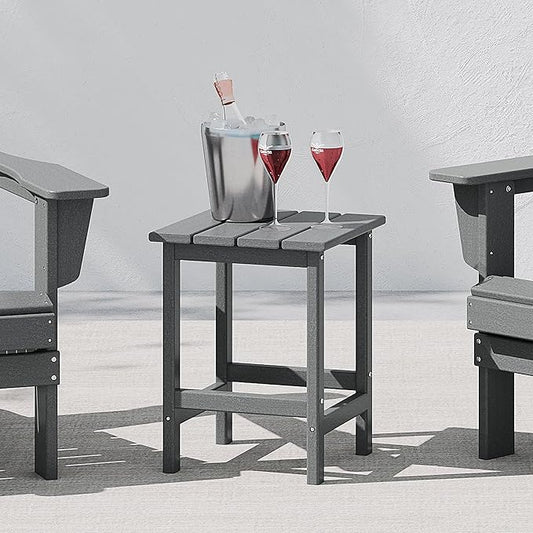 WestinTrends Malibu Square Outdoor Side Table for Adirondack Chair, Gray