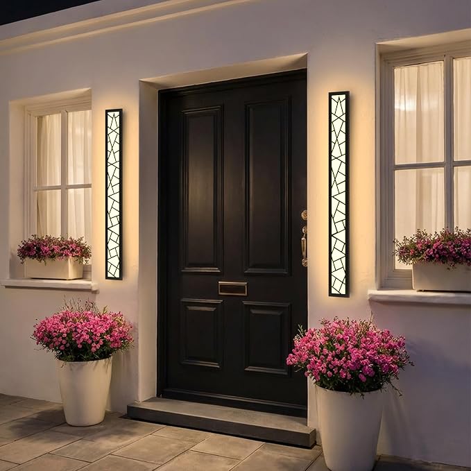 Outdoor Wall Lights 39.4inch Modern Outdoor Wall Sconce LED Long Wall Sconces Black Front Porch Light Waterproof Led Wall Light IP67 3000K Exterior Lighting Fixtures