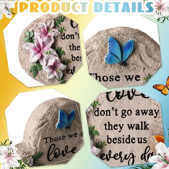 Jetec 6 Inch Memorial Garden Stone Sympathy Gift for Loss of Loved One Stepping Stones for Garden Decor Those We Love Don't Go Away Memorial Bereavement Condolence Gifts for Outdoors