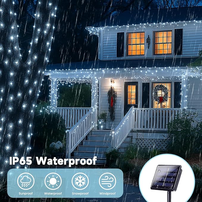 Solar String Lights Outdoor, 2 Pack 400LED 144FT Extra-Long Fairy Lights | 8 Lighting Modes, Silver Wire, Memory Function, Auto On/Off, Waterproof Twinkle Lights for Tree Garden Patio Party Xmas Decor