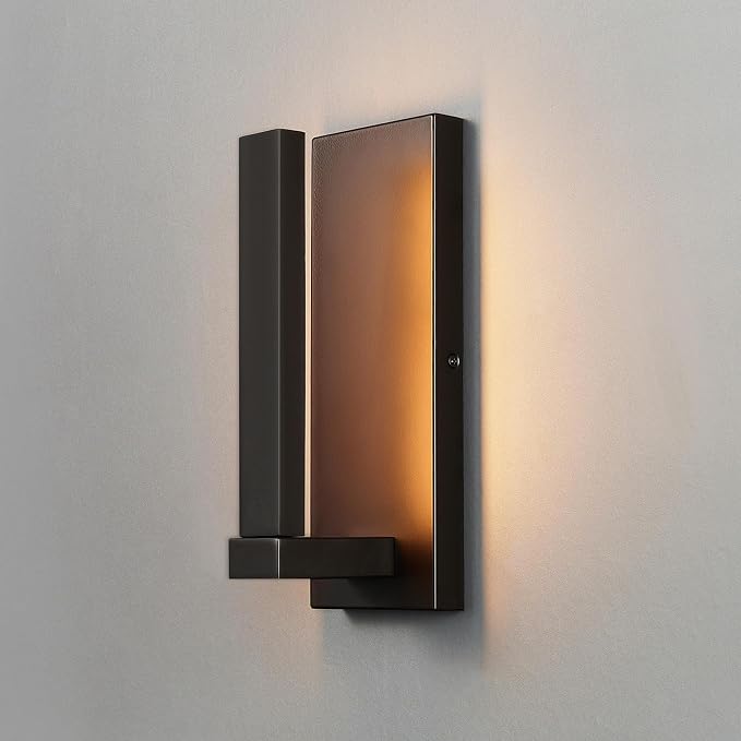 Globe Electric 60000128 10W Integrated LED Outdoor Wall Sconce, Bronze Finish, Modern Rectangle Frame, 650 Lumens, 2700K Warm White, Weather-Resistant, 12-Inch Height