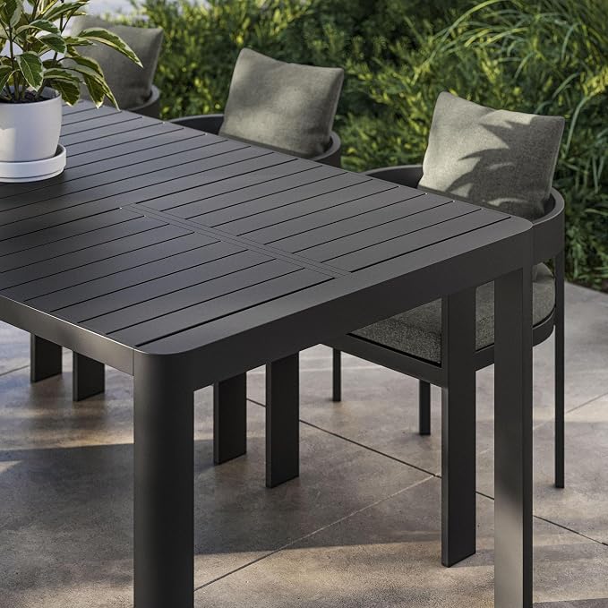 Modway Tahoe Extendable Outdoor Patio Dining Table for 6-8 People in Gray