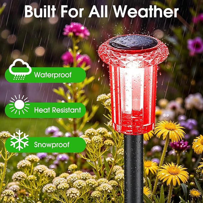 Eyrosa Solar Pathway Lights Outdoor Waterproof Starburst Pattern 10 Pack | Solar Outdoor Lights for Garden Yard Lawn Path Walkway Driveway Labdscape,Stake Lighting Outside Decor