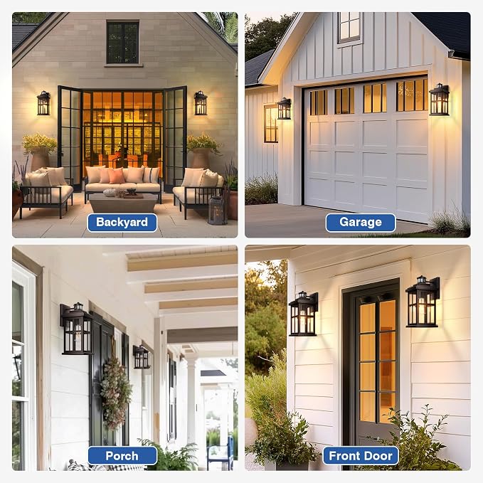 Large Motion Sensor Exterior Light Fixture, Bronze Dusk to Dawn Outdoor Wall Lights, Waterproof Exterior Lights for House, Porch, Doorway, Garage, 100% Aluminum