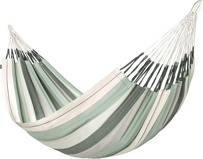 LA SIESTA® Modesta Organic Cotton Hammock & Wall Mount Kit for Walls Ceilings & Square Beams - Indoor Outdoor Hammock Swing, Portable Hammock for Outside Patio Bed - 2 Person Hammock, XL King, Olive