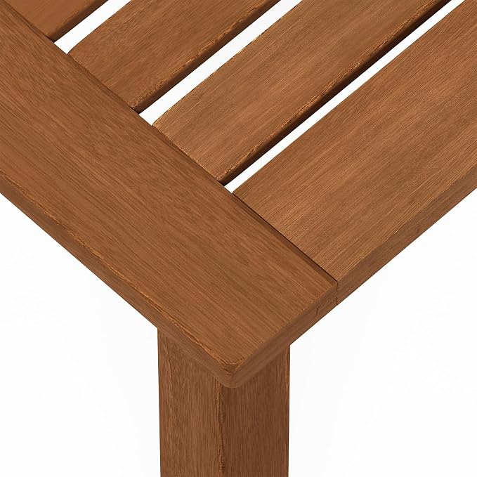 Furinno TIOMAN Outdoor Patio Side Table, Square Accent End Table, Small Outdoor Table for Garden, Porch, Balcony, Teak Oil Finish, Light Wood