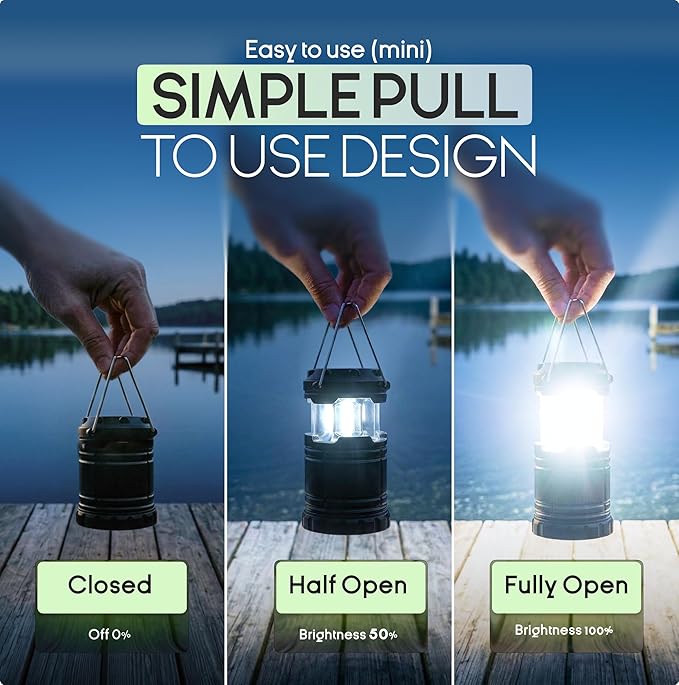 MalloMe LED Camping Lantern, Battery Powered Lanterns for Power Outages, Portable Hanging Collapsible Camping Lights for Outdoor, Home, Emergency, Hurricane Lamp Survival Outage Light 3 x AA Operated