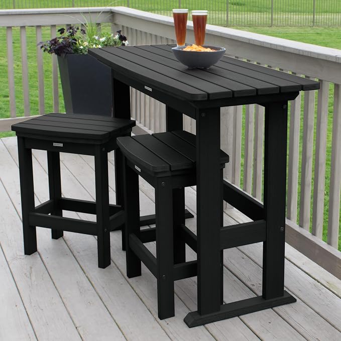 highwood Lehigh 3pc Counter Height Balcony Dining Set, Black