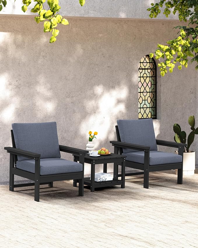 SERWALL HDPE Patio Conversation Set with Side Table