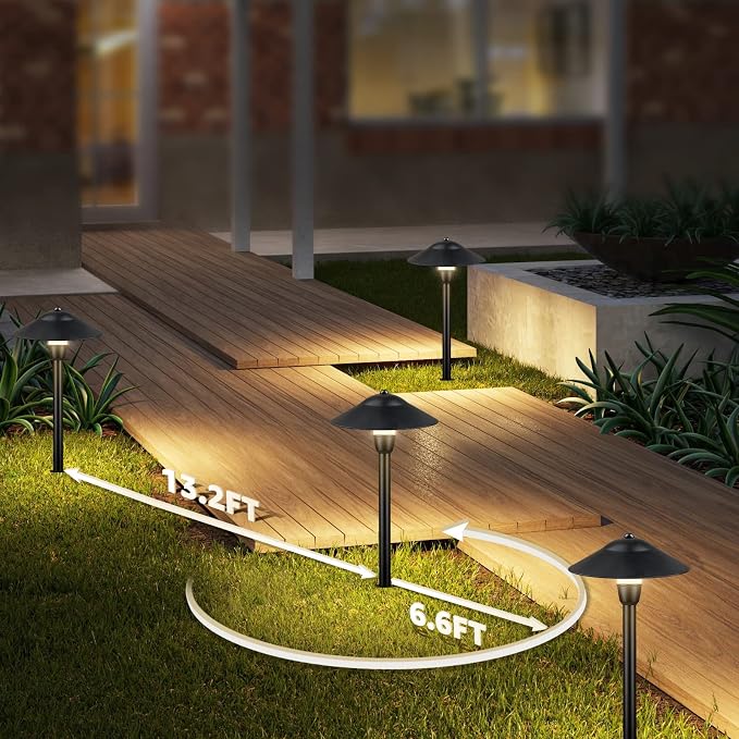 SUNVIE 3W Low Voltage Pathway Lights, 3000K Classic LED Aluminum 2-Pack | LED Landscape Path Lights, 12-24V AC/DC, IP65 Waterproof, 30in ETL Listed Wire, with Connectors, for Yard Garden Walkway