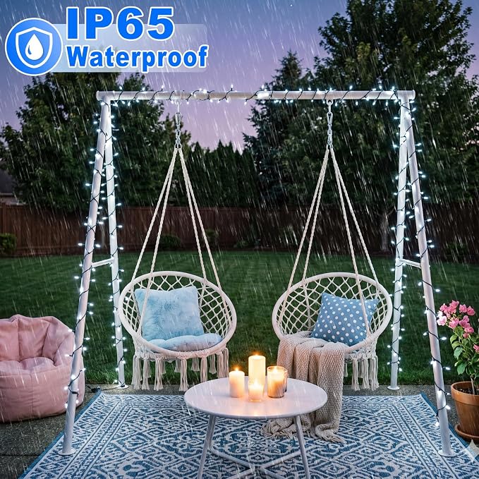 2 Pack Christmas Lights Outdoor, Total 200FT 600LED Christmas Tree Lights | Cool White, Plug in 8 Modes Waterproof String lights for Outside Indoor House Patio Yard Party Holiday Decorations